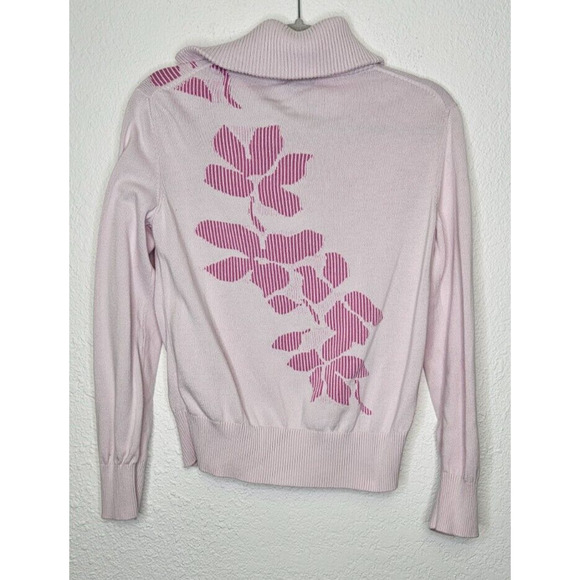 Vintage 90s Escada Cardigan Womens Medium Pink Full Zip Cotton Sweater Jacket - Picture 3 of 6